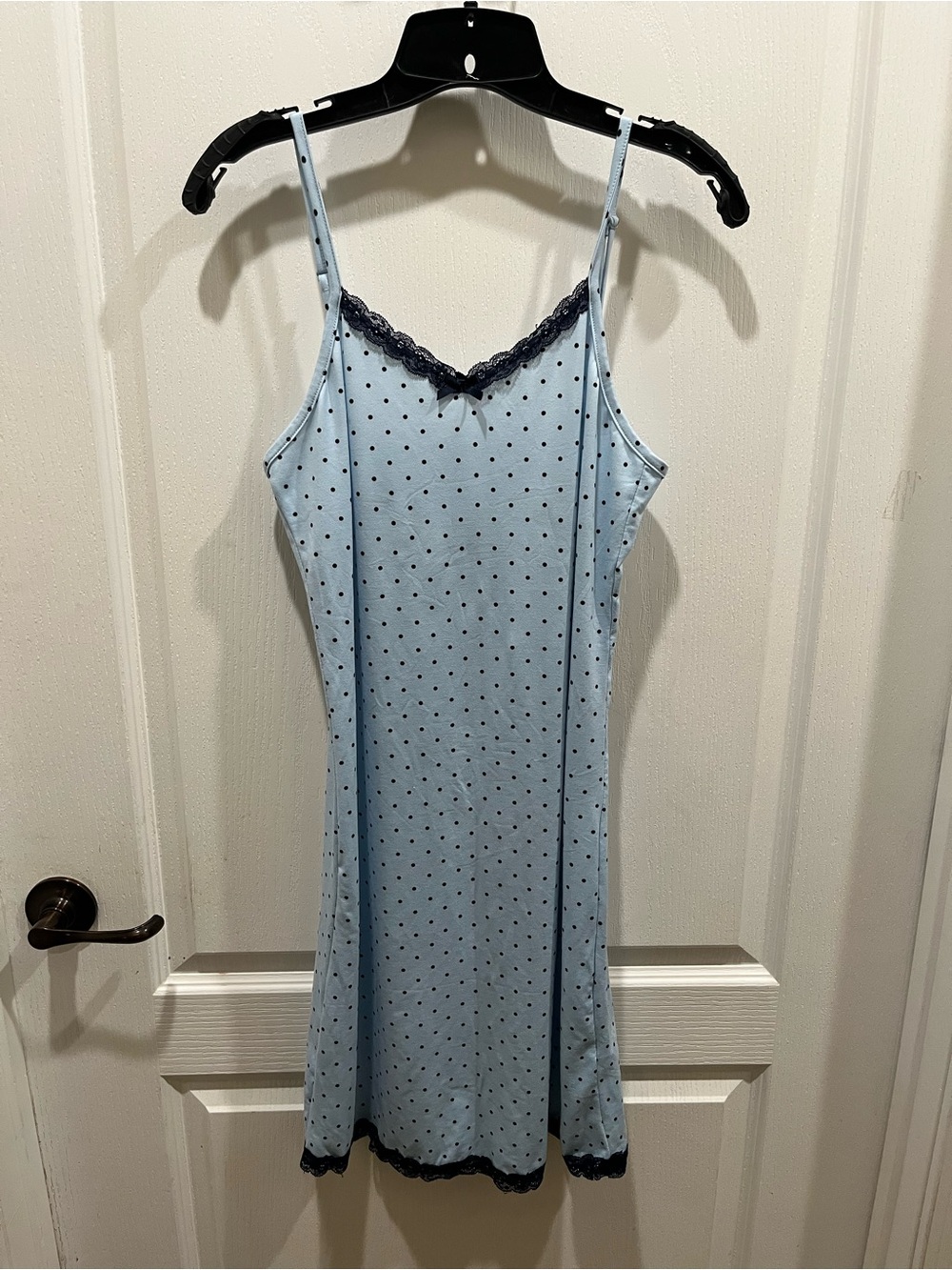 Light Blue Polka Dot Lace-Trim Chemise - Women's Intimates & Sleepwear